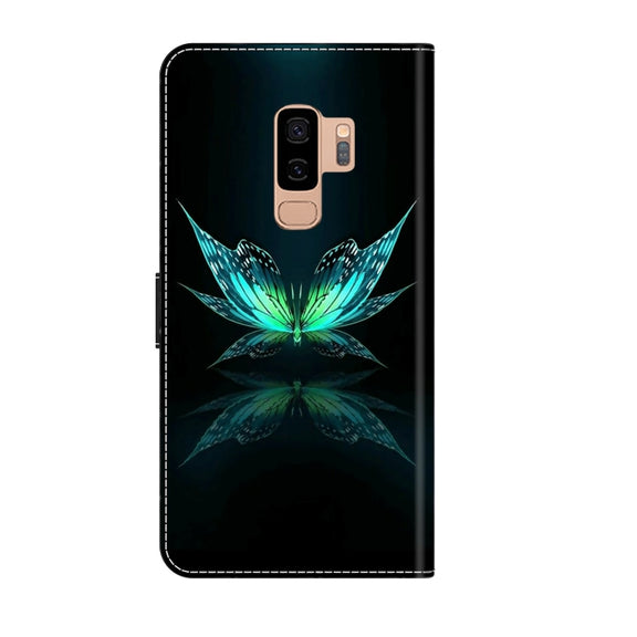 For Samsung Galaxy S9+ Crystal 3D Shockproof Protective Leather Phone Case(Reflection Dutterfly)