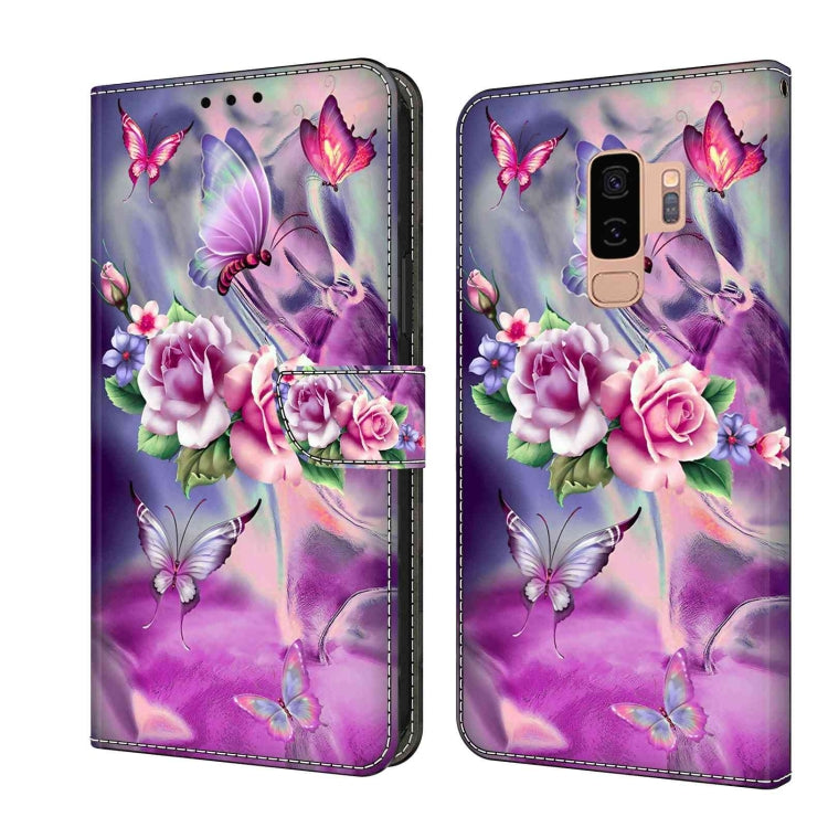 For Samsung Galaxy S9+ Crystal 3D Shockproof Protective Leather Phone Case(Butterfly)