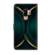 For Samsung Galaxy S9+ Crystal 3D Shockproof Protective Leather Phone Case(Gold Outline)