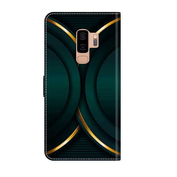 For Samsung Galaxy S9+ Crystal 3D Shockproof Protective Leather Phone Case(Gold Outline)