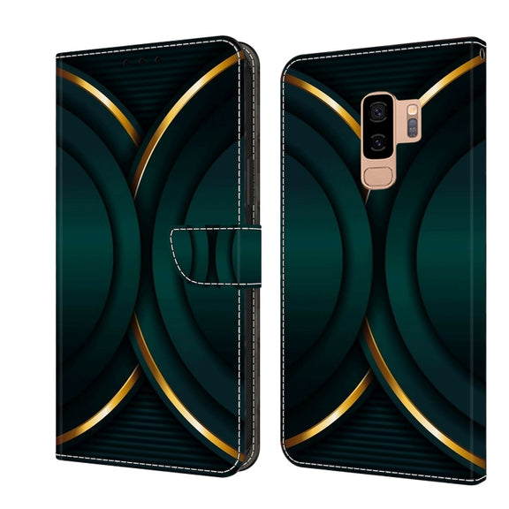 For Samsung Galaxy S9+ Crystal 3D Shockproof Protective Leather Phone Case(Gold Outline)