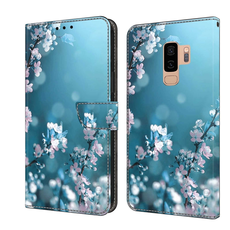 For Samsung Galaxy S9+ Crystal 3D Shockproof Protective Leather Phone Case(Plum Flower)