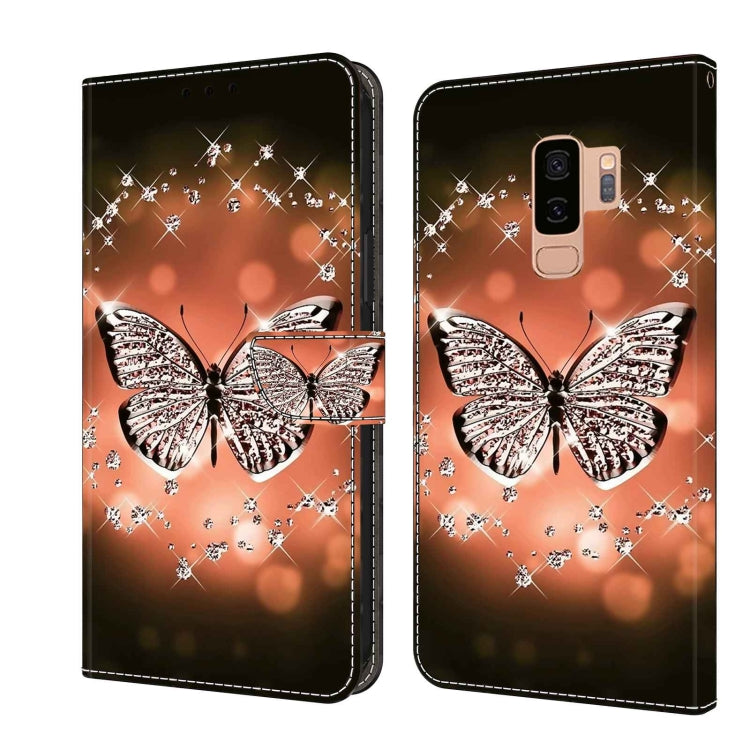 For Samsung Galaxy S9+ Crystal 3D Shockproof Protective Leather Phone Case(Crystal Butterfly)