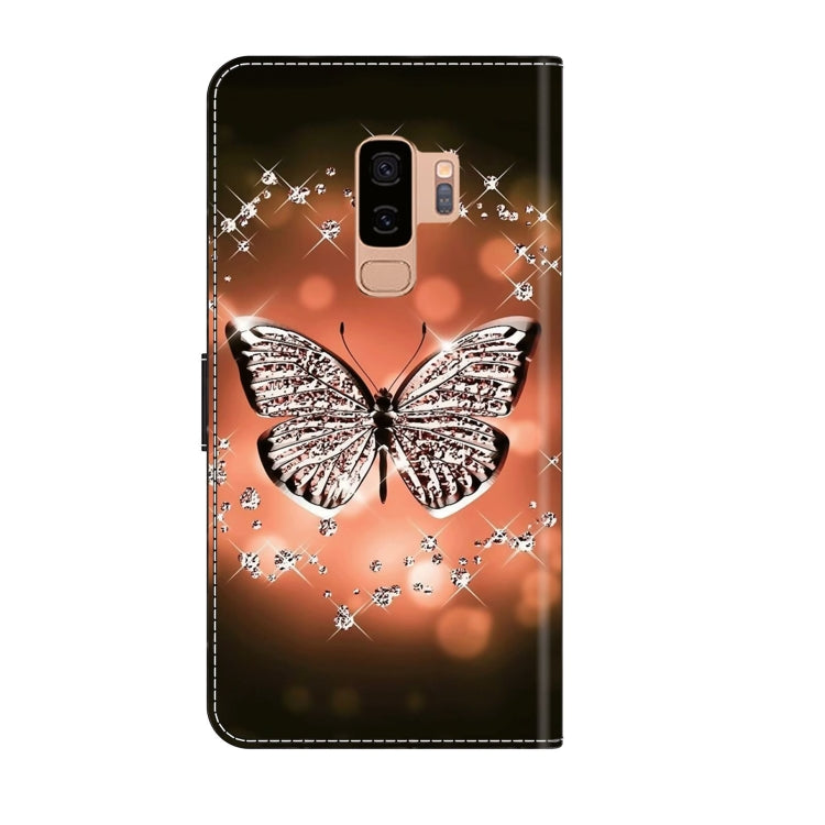 For Samsung Galaxy S9+ Crystal 3D Shockproof Protective Leather Phone Case(Crystal Butterfly)