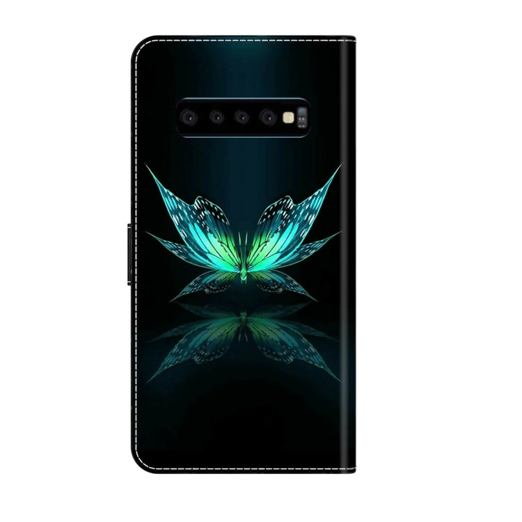 For Samsung Galaxy S10 Crystal 3D Shockproof Protective Leather Phone Case(Reflection Dutterfly)