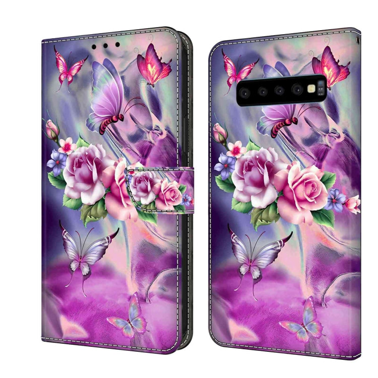 For Samsung Galaxy S10 Crystal 3D Shockproof Protective Leather Phone Case(Butterfly)