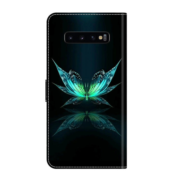 For Samsung Galaxy S10+ Crystal 3D Shockproof Protective Leather Phone Case(Reflection Dutterfly)
