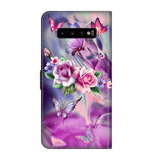 For Samsung Galaxy S10+ Crystal 3D Shockproof Protective Leather Phone Case(Butterfly)