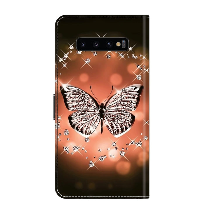 For Samsung Galaxy S10+ Crystal 3D Shockproof Protective Leather Phone Case(Crystal Butterfly)