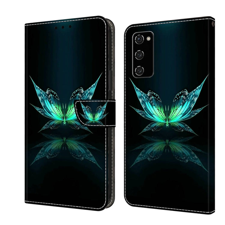 For Samsung Galaxy S20 FE Crystal 3D Shockproof Protective Leather Phone Case(Reflection Dutterfly)