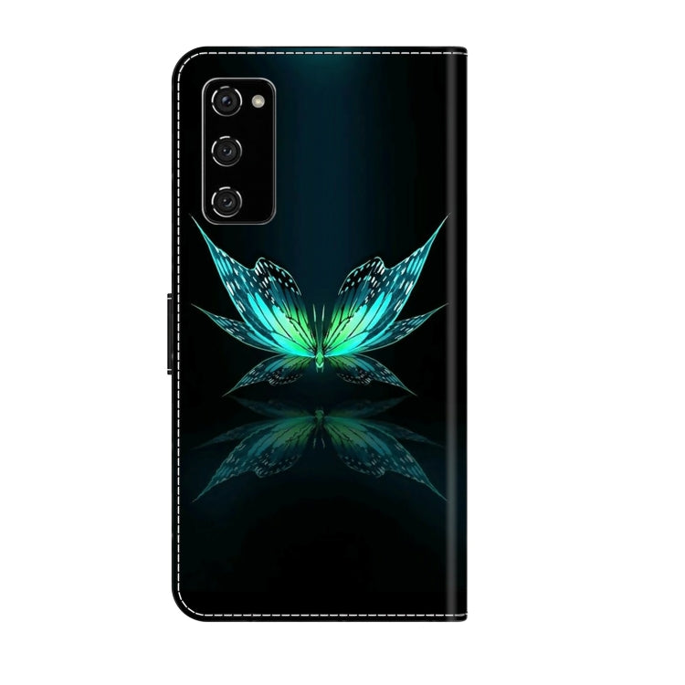 For Samsung Galaxy S20 FE Crystal 3D Shockproof Protective Leather Phone Case(Reflection Dutterfly)