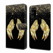 For Samsung Galaxy S20 FE Crystal 3D Shockproof Protective Leather Phone Case(Golden Wings)
