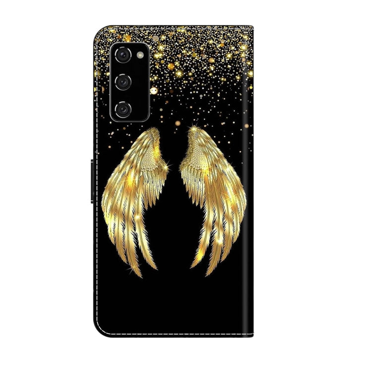 For Samsung Galaxy S20 FE Crystal 3D Shockproof Protective Leather Phone Case(Golden Wings)