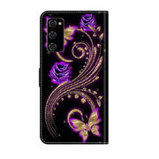 For Samsung Galaxy S20 FE Crystal 3D Shockproof Protective Leather Phone Case(Purple Flower Butterfly)