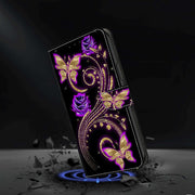 For Samsung Galaxy S20 FE Crystal 3D Shockproof Protective Leather Phone Case(Purple Flower Butterfly)