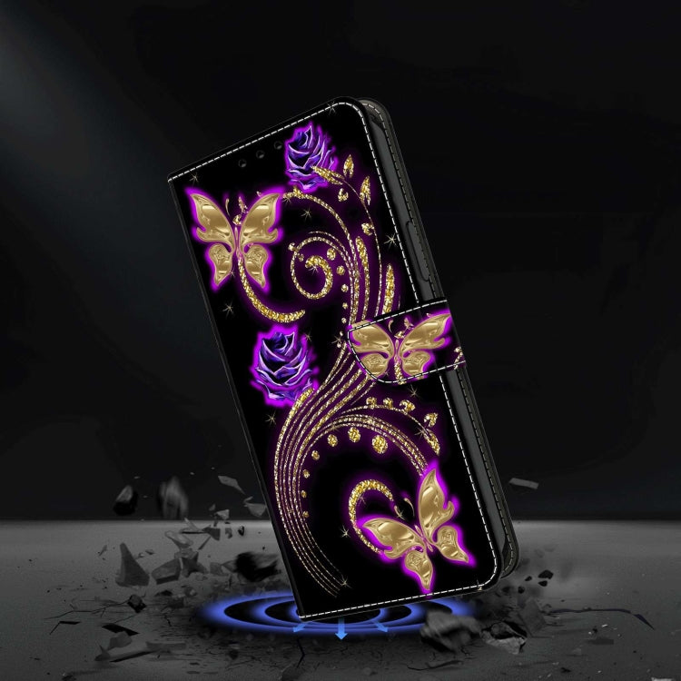 For Samsung Galaxy S20 FE Crystal 3D Shockproof Protective Leather Phone Case(Purple Flower Butterfly)
