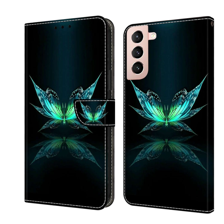 For Samsung Galaxy S21 Crystal 3D Shockproof Protective Leather Phone Case(Reflection Dutterfly)