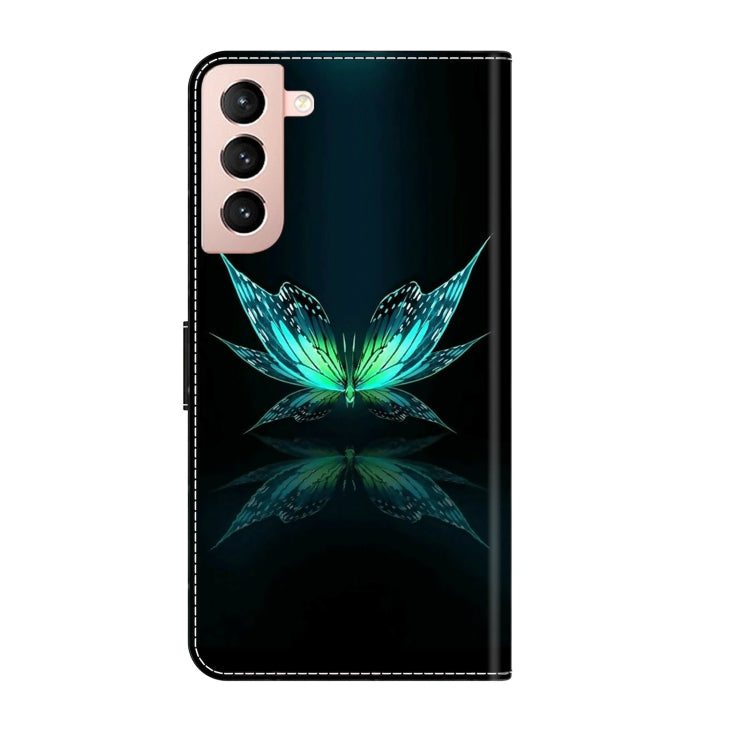For Samsung Galaxy S21 Crystal 3D Shockproof Protective Leather Phone Case(Reflection Dutterfly)
