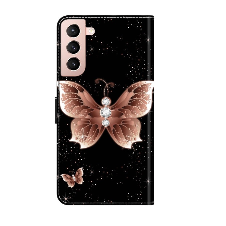 For Samsung Galaxy S21 Crystal 3D Shockproof Protective Leather Phone Case(Pink Diamond Butterfly)