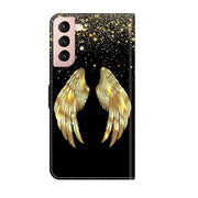 For Samsung Galaxy S21 Crystal 3D Shockproof Protective Leather Phone Case(Golden Wings)