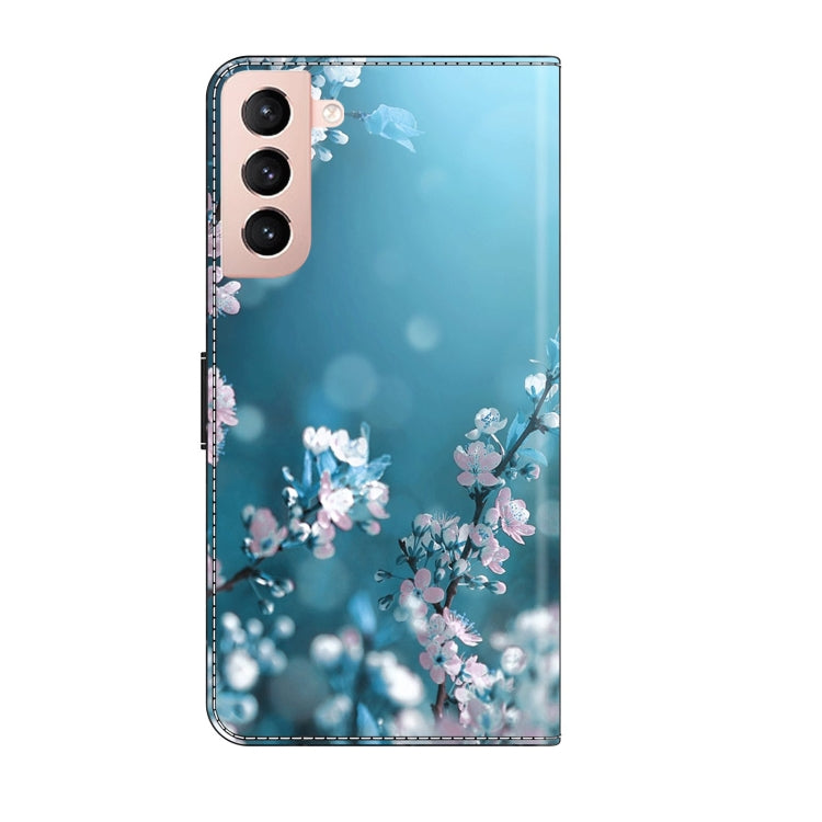 For Samsung Galaxy S21 Crystal 3D Shockproof Protective Leather Phone Case(Plum Flower)
