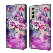 For Samsung Galaxy S21 FE 5G Crystal 3D Shockproof Protective Leather Phone Case(Butterfly)