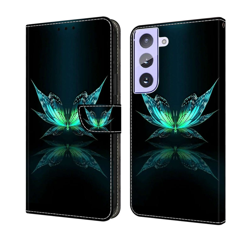 For Samsung Galaxy S21+ Crystal 3D Shockproof Protective Leather Phone Case(Reflection Dutterfly)