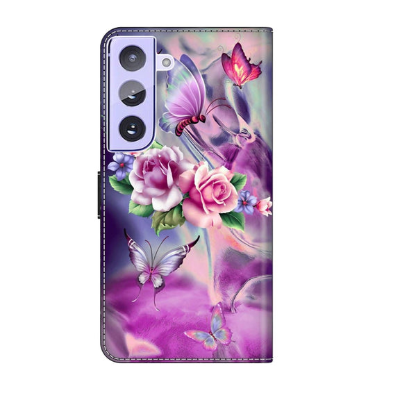 For Samsung Galaxy S21+ Crystal 3D Shockproof Protective Leather Phone Case(Butterfly)