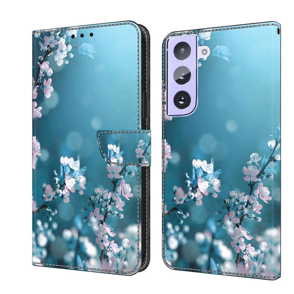 For Samsung Galaxy S21+ Crystal 3D Shockproof Protective Leather Phone Case(Plum Flower)