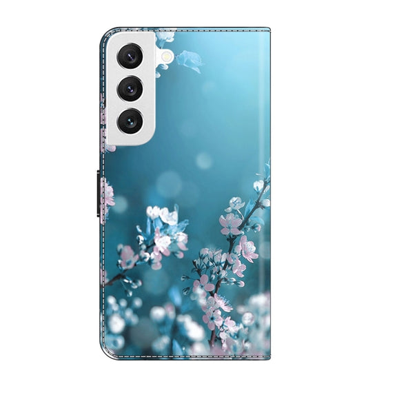 For Samsung Galaxy S22 Crystal 3D Shockproof Protective Leather Phone Case(Plum Flower)