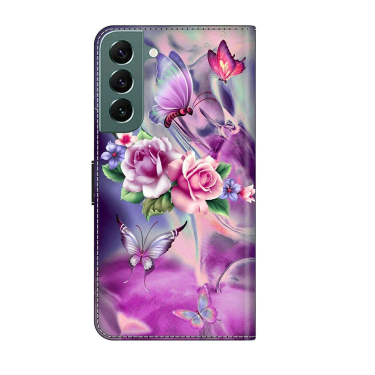 For Samsung Galaxy S22+ Crystal 3D Shockproof Protective Leather Phone Case(Butterfly)