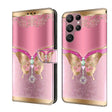 For Samsung Galaxy S22 Ultra Crystal 3D Shockproof Protective Leather Phone Case(Pink Bottom Butterfly) - free shipping - PMC TechLife - Order now!