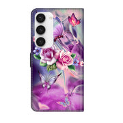 For Samsung Galaxy S23 Crystal 3D Shockproof Protective Leather Phone Case(Butterfly)