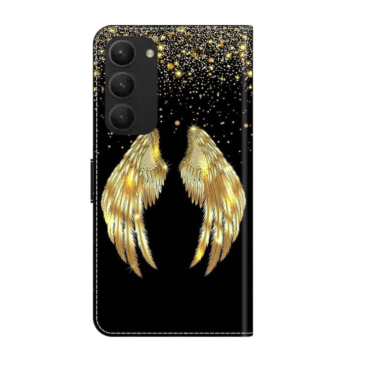 For Samsung Galaxy S23+ Crystal 3D Shockproof Protective Leather Phone Case(Golden Wings)