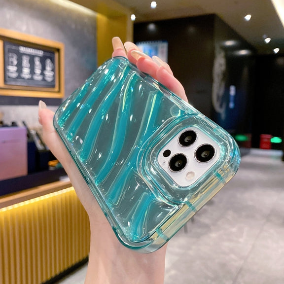 For iPhone 12 Pro Max Laser Sequin Waves TPU Phone Case(Blue)