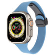 For Apple Watch Ultra 49mm Magnetic Buckle Slim Silicone Watch Band(Blue) - Watch Bands by PMC TechLife | Online Shopping South Africa | PMC TechLife