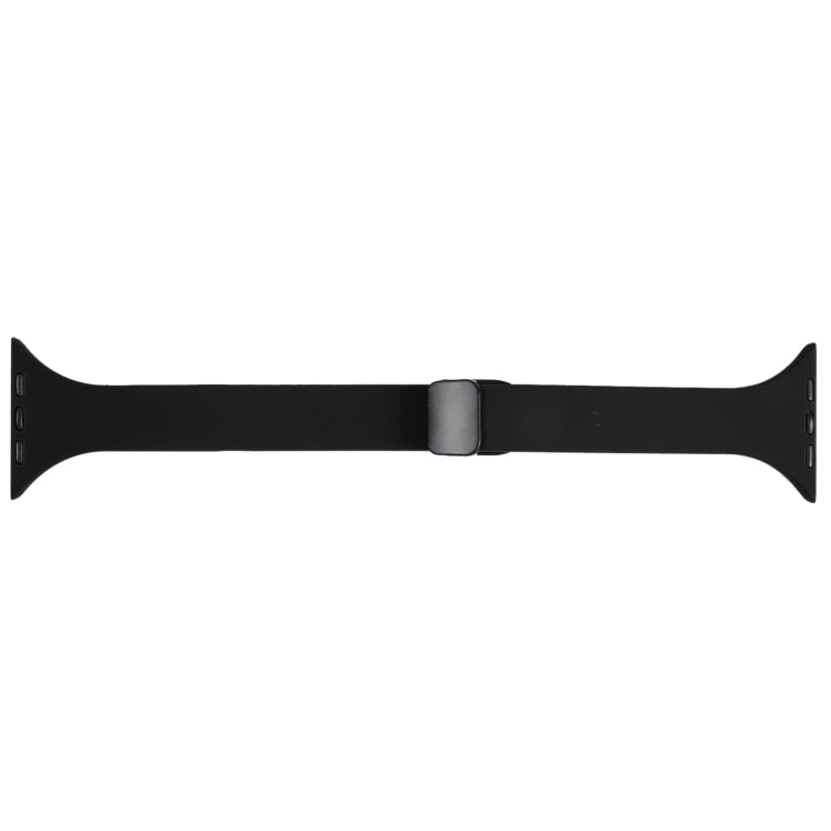For Apple Watch 8 41mm Magnetic Buckle Slim Silicone Watch Band(Black)