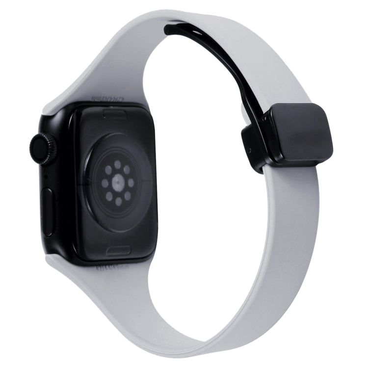 For Apple Watch SE 2022 40mm Magnetic Buckle Slim Silicone Watch Band(Light Grey)