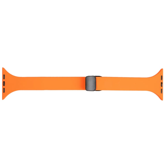 For Apple Watch 7 41mm Magnetic Buckle Slim Silicone Watch Band(Orange)