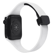 For Apple Watch 7 41mm Magnetic Buckle Slim Silicone Watch Band(White)