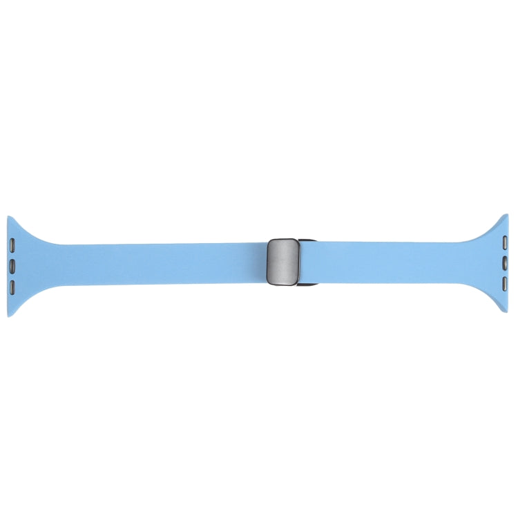 For Apple Watch 7 41mm Magnetic Buckle Slim Silicone Watch Band(Light Blue)