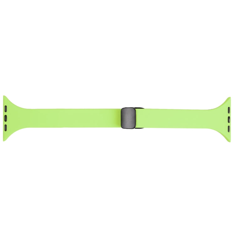 For Apple Watch 7 45mm Magnetic Buckle Slim Silicone Watch Band(Green)