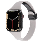 For Apple Watch 7 45mm Magnetic Buckle Slim Silicone Watch Band(Rock Grey)