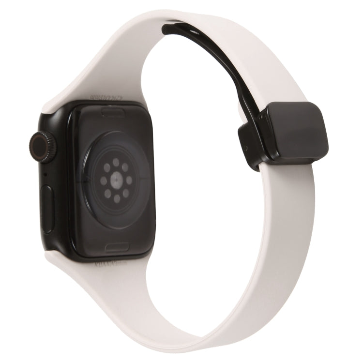 For Apple Watch SE 44mm Magnetic Buckle Slim Silicone Watch Band(Starlight)