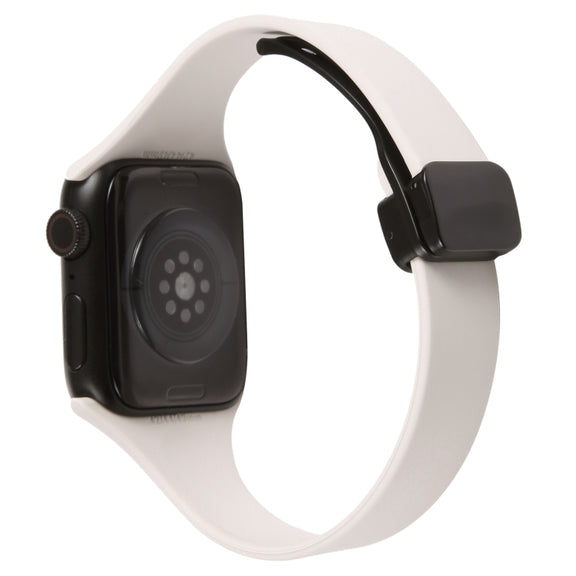 For Apple Watch SE 44mm Magnetic Buckle Slim Silicone Watch Band(Starlight)