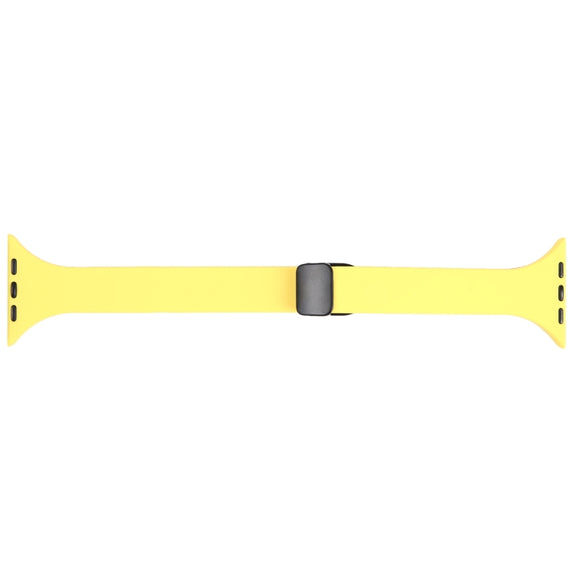 For Apple Watch 4 44mm Magnetic Buckle Slim Silicone Watch Band(Light Yellow)