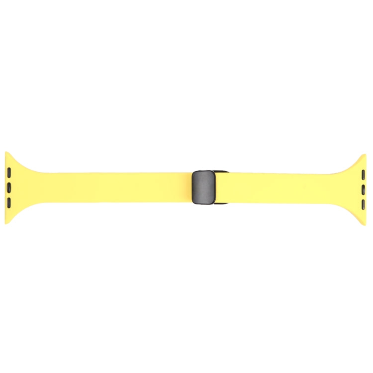 For Apple Watch 4 44mm Magnetic Buckle Slim Silicone Watch Band(Light Yellow)