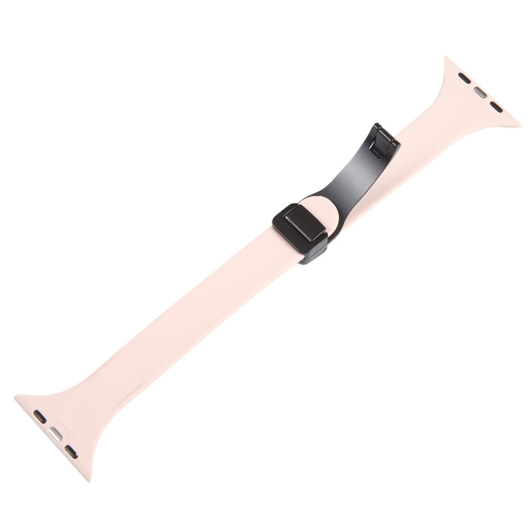For Apple Watch 4 40mm Magnetic Buckle Slim Silicone Watch Band(Pink)