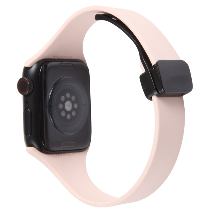 For Apple Watch 4 40mm Magnetic Buckle Slim Silicone Watch Band(Pink)