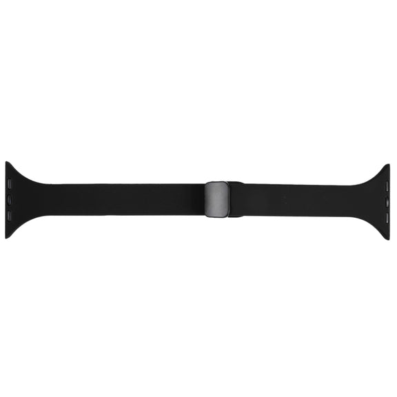 For Apple Watch 3 38mm Magnetic Buckle Slim Silicone Watch Band(Black)